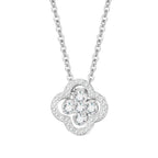 Necklace with 4-Leaf Clover Leaf Pendant in Silver Zircon