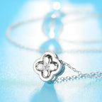 Necklace with 4-Leaf Clover Leaf Pendant in Silver Zircon