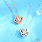 Necklace with 4-Leaf Clover Leaf Pendant in Silver Zircon