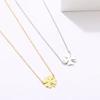 Necklace with Silver Lucky Clover Leaf Pendant