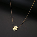 Necklace with Gold Lucky Clover Leaf Pendant