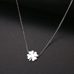 Necklace with Silver Lucky Clover Leaf Pendant