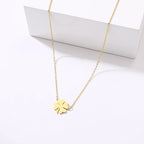 Necklace with Gold Lucky Clover Leaf Pendant
