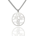 Necklace with Hebrew letter pendant, Chai and the Star of David Jewish symbols silver