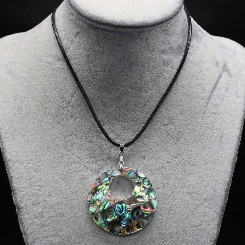 Leather Necklace with Mother-of-Pearl Shell Pendant
