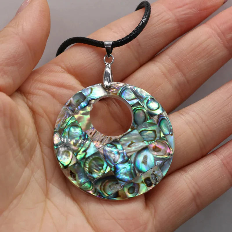 Leather Necklace with Mother-of-Pearl Shell Pendant