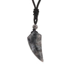 Necklace with Natural Stone Pendant Shark Tooth Black Labradorite