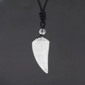 Necklace with Natural Stone Pendant Shark Tooth White Crystal