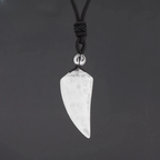 Necklace with Natural Stone Pendant Shark Tooth White Crystal