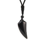 Necklace with Natural Stone Pendant Shark Tooth Obsidian