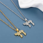 Necklace with crystal pendant of the Jewish symbol of life Chai in gold