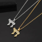 Necklace with crystal pendant of the Jewish symbol of life Chai in silver