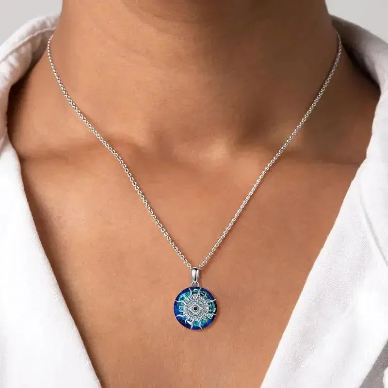 Necklace with Zircon Pendant for Protection Against the Evil Eye