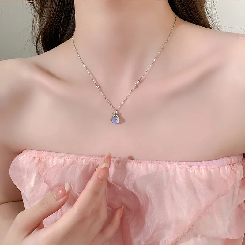 Necklace with Moonstone Zircon Pendant