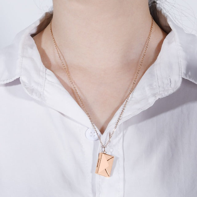 Necklace with Rose Gold Envelope Pendant