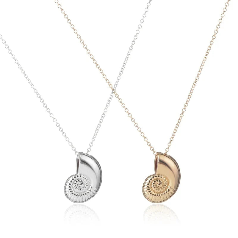Necklace with Snail Shell Pendant for Men gold