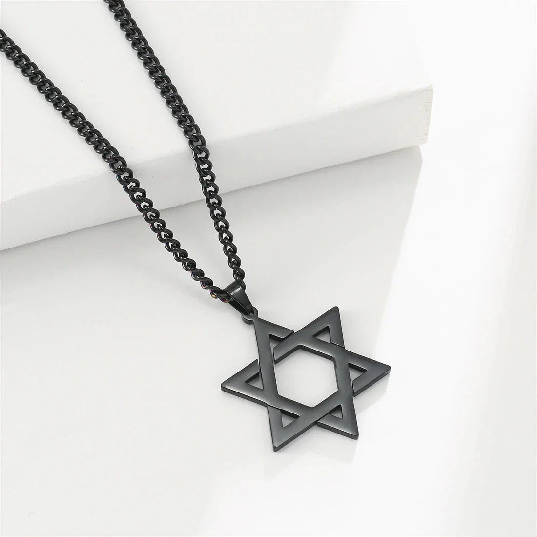 Necklace with Black Star of David Pendant