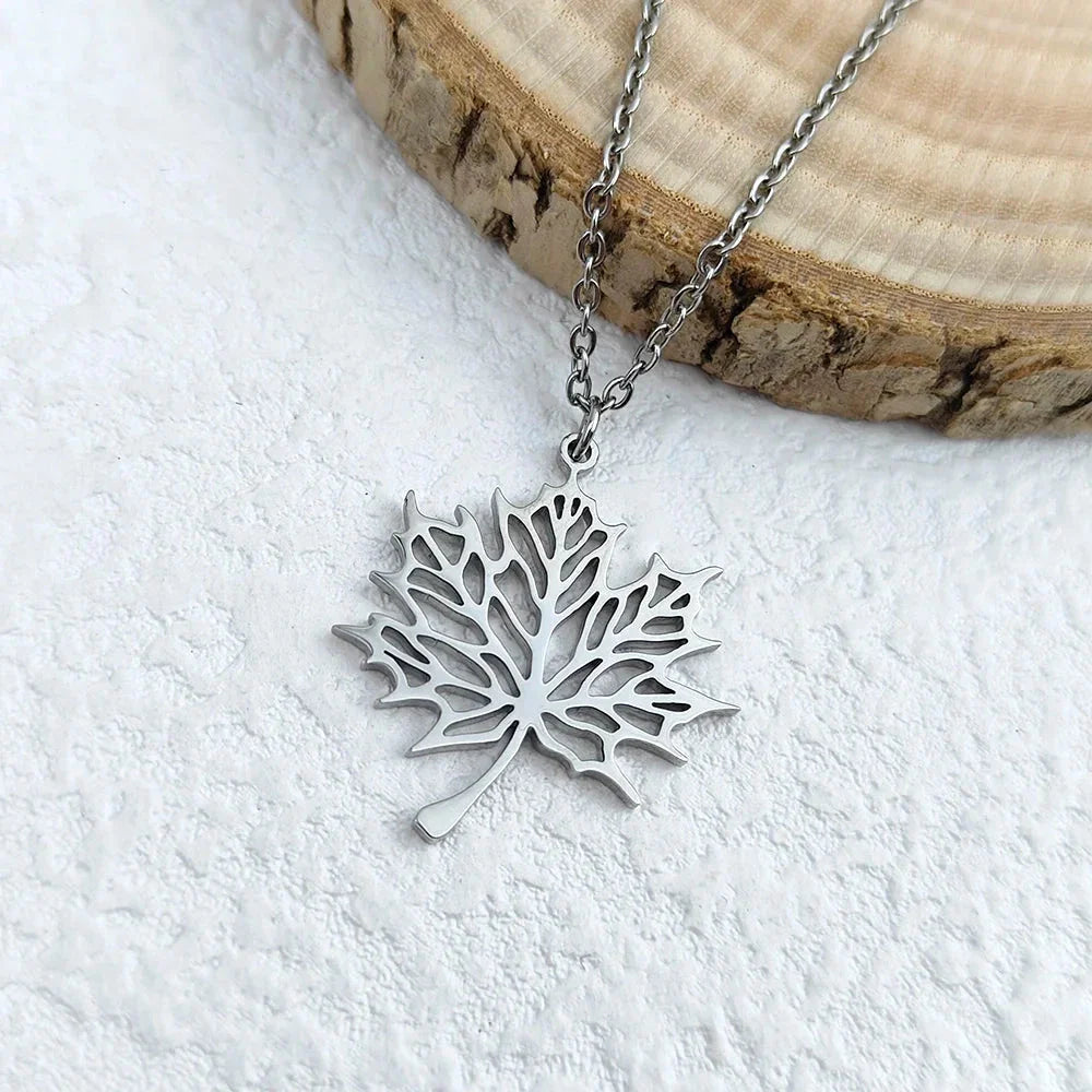 Necklace with Silver Maple Leaf Pendant