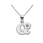 Initial pendant necklace with flower q
