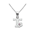 Initial pendant necklace with flower t