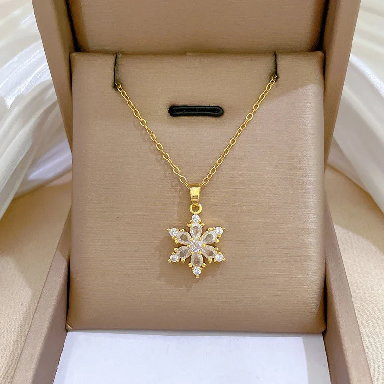 Necklace with Crystal Snowflake Pendant