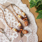 Necklace with Autumn Wooden Tassel Pendant