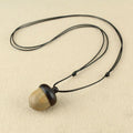 Necklace with Beige Wood Acorn Pendant