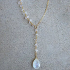 Necklace with Crystal Moonstone Water Drop Pendant