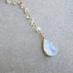 Necklace with Crystal Moonstone Water Drop Pendant