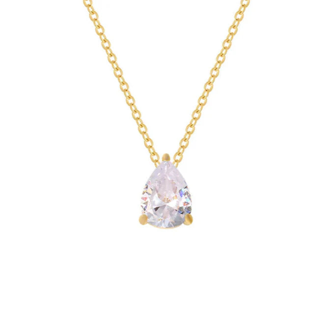 Necklace with Water Drop Pendant in Zircon Birthstone