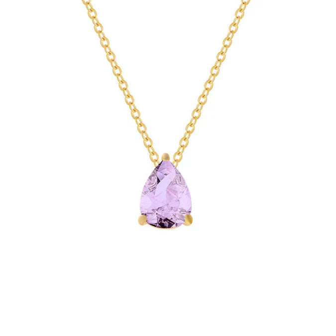 Necklace with Water Drop Pendant in Zircon Birthstone