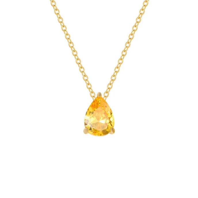 Necklace with Water Drop Pendant in Zircon Birthstone