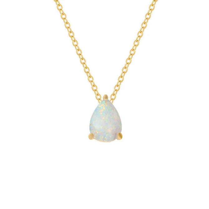 Necklace with Water Drop Pendant in Zircon Birthstone
