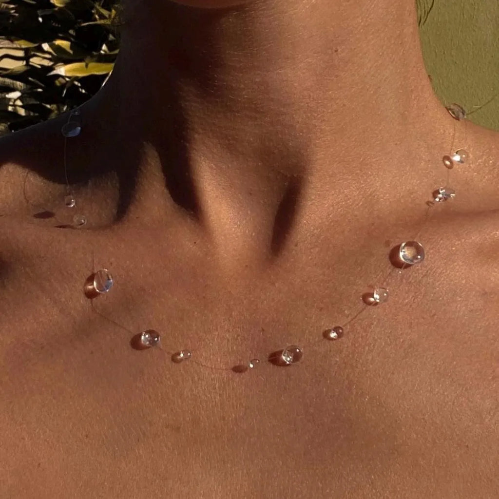 Necklace with Transparent Water Drop Pendant