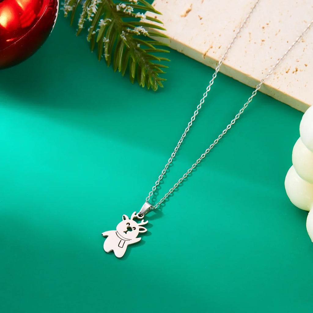 Necklace with Winter Snowman Pendant silver
