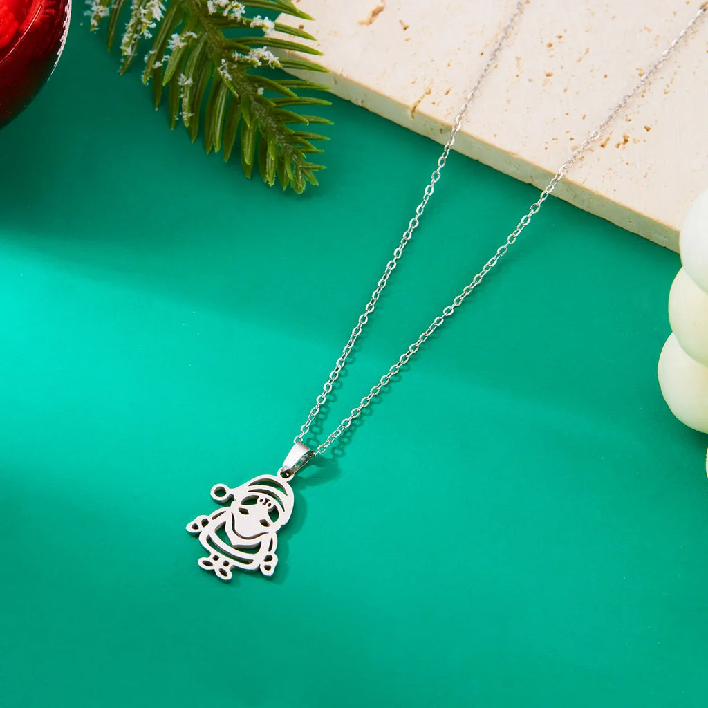 Necklace with Winter Father Christmas Pendant silver