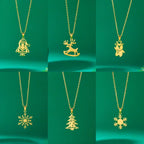 Necklace with Winter Reindeer Pendant gold