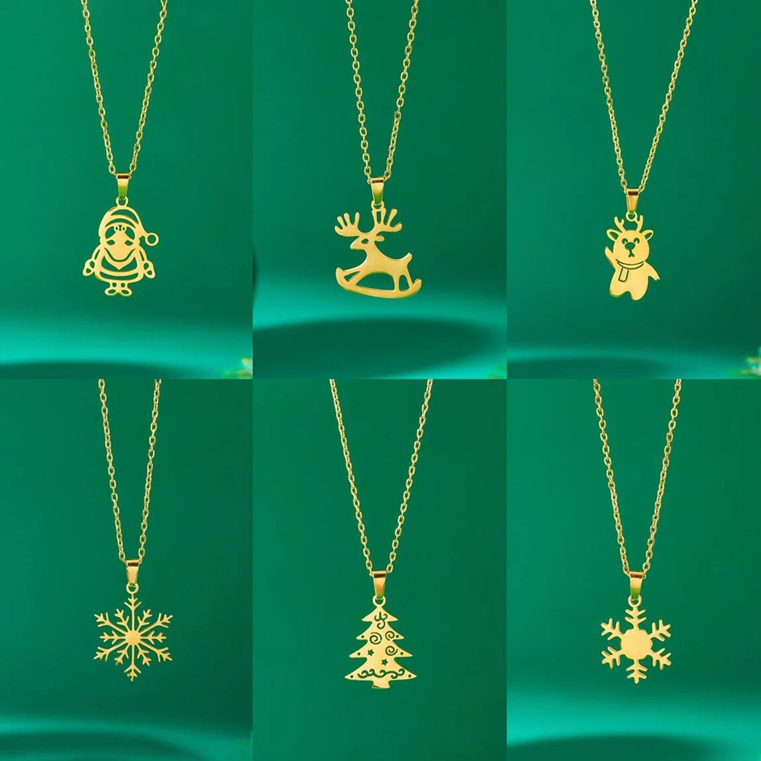 Necklace with Winter Reindeer Pendant gold