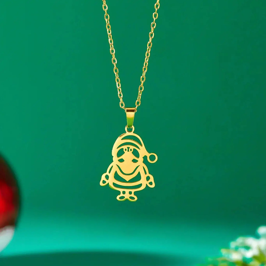 Necklace with Winter Father Christmas Pendant gold