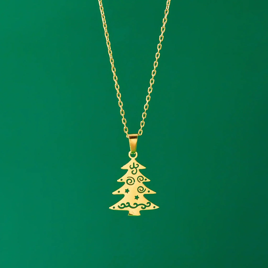 Necklace with Winter Fir Pendant gold