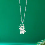 Necklace with Winter Snowman Pendant silver