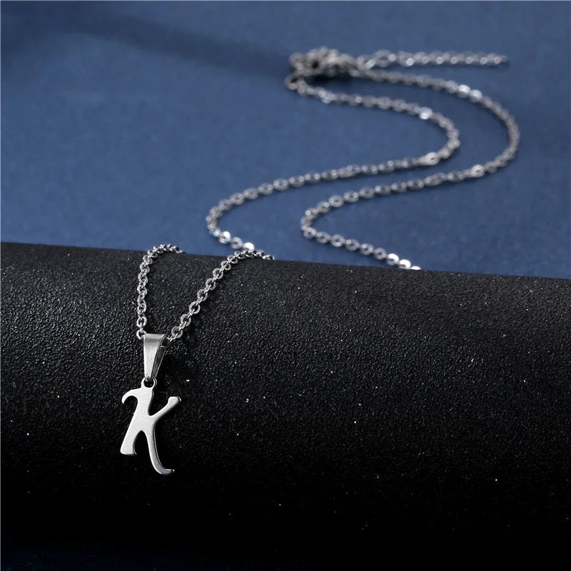 Personalized necklace with initial pendant k