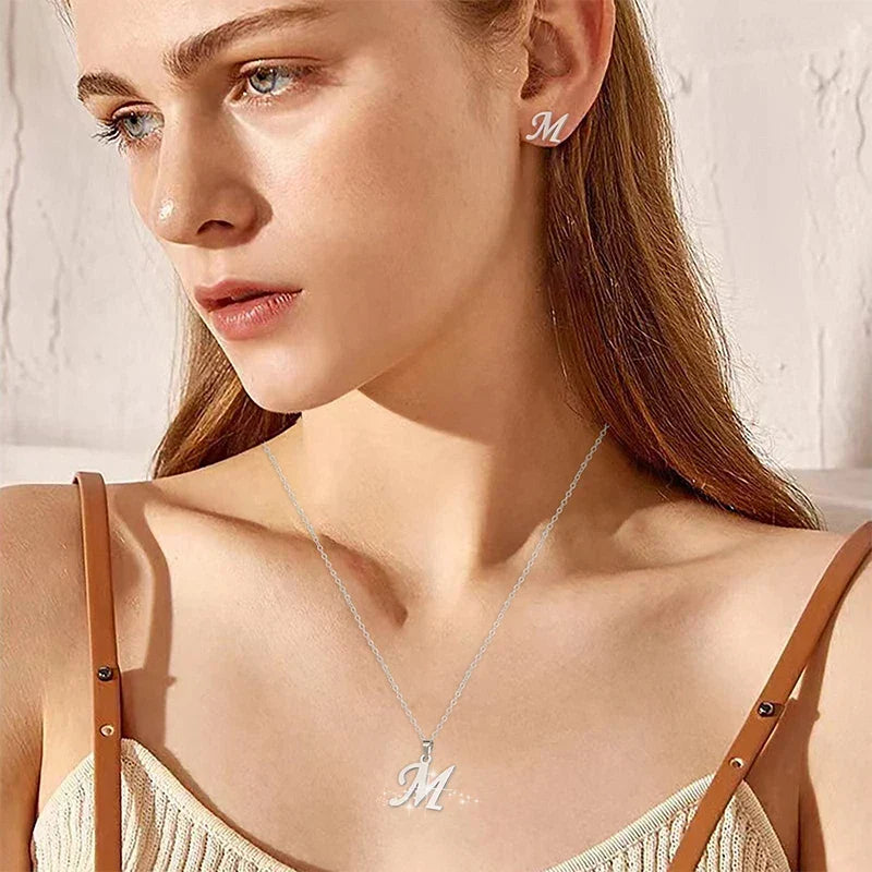 Personalized necklace with initial pendant m