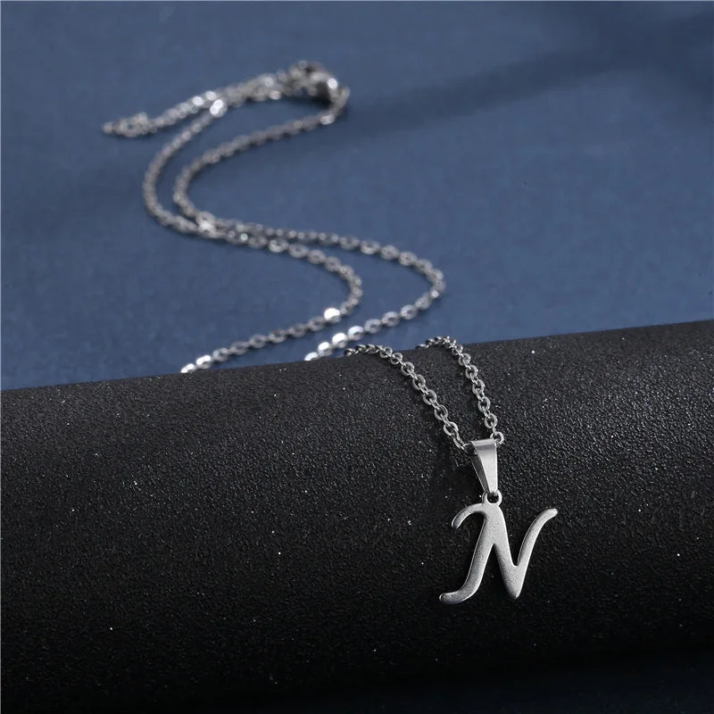 Personalized necklace with initial pendant n