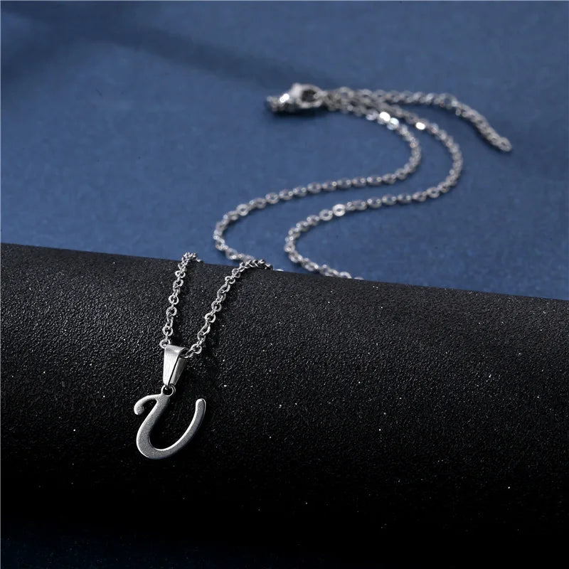 Personalized necklace with initial pendant u