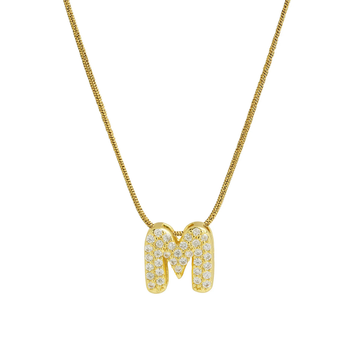 Rhinestone initial pendant necklace m
