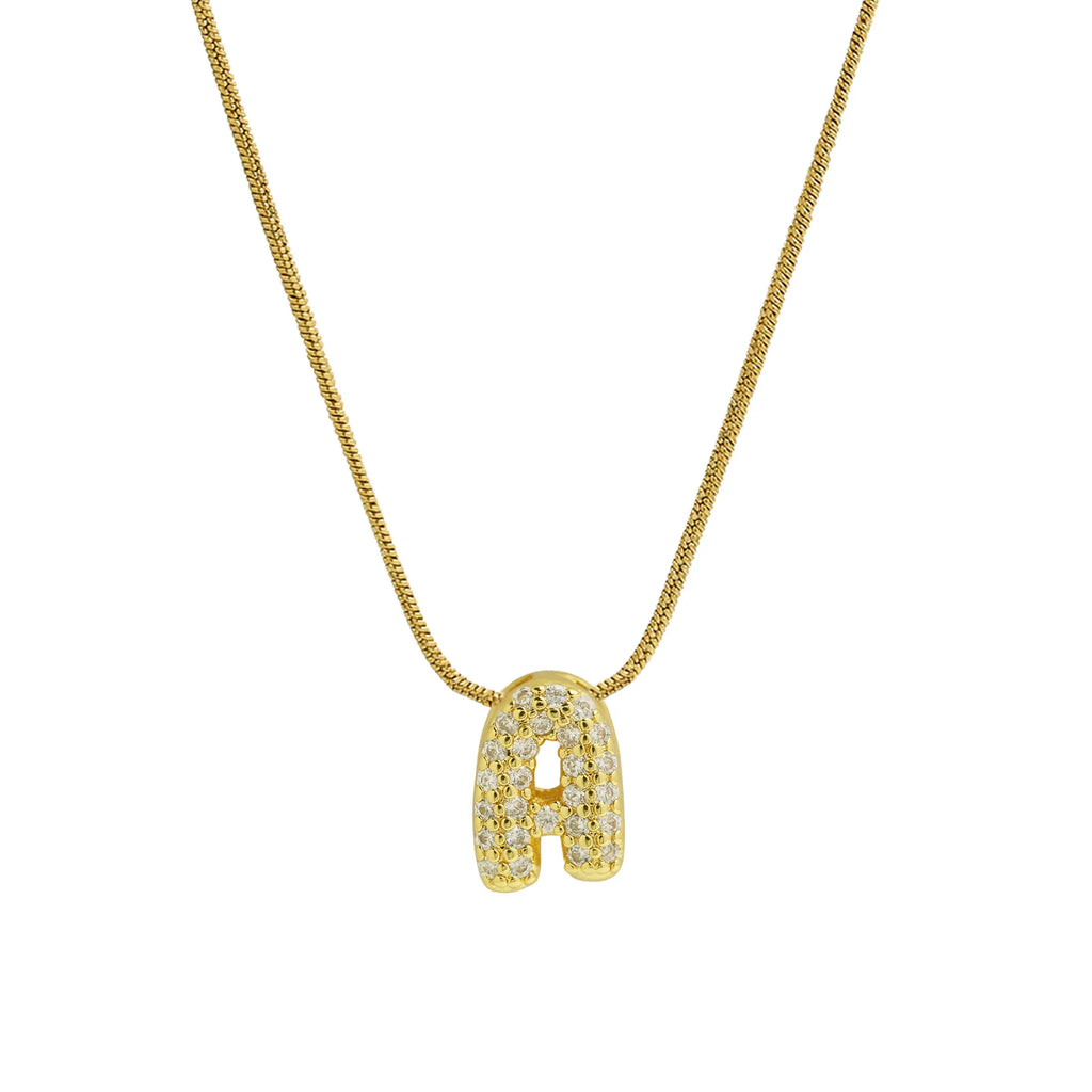 Rhinestone initial pendant necklace a