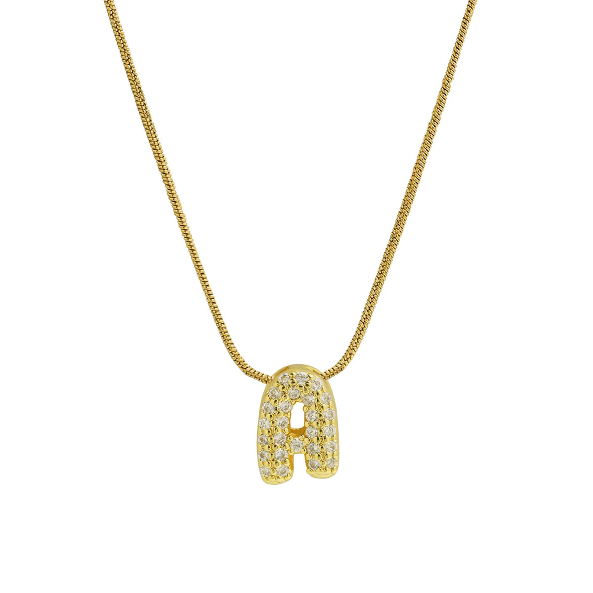 Rhinestone initial pendant necklace a