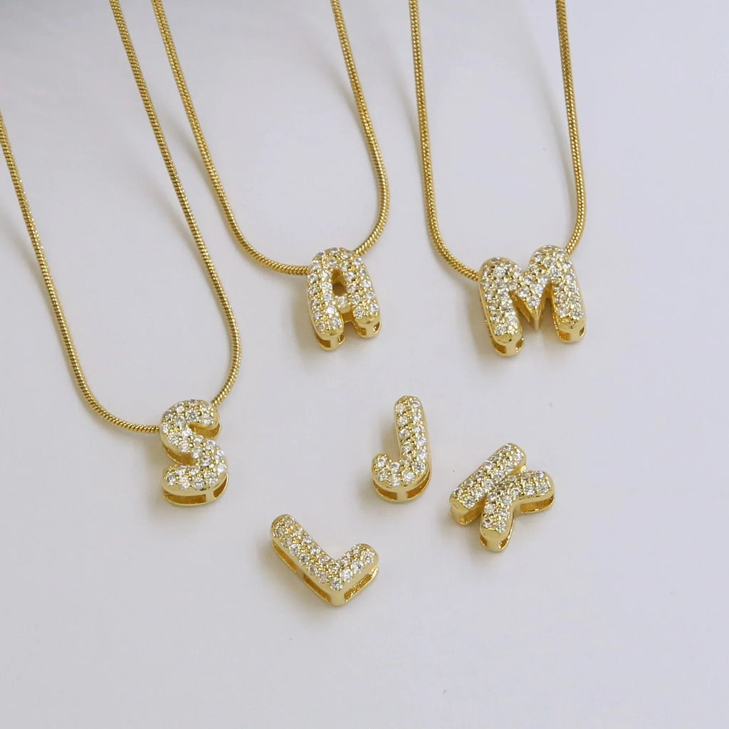 Rhinestone initial pendant necklace