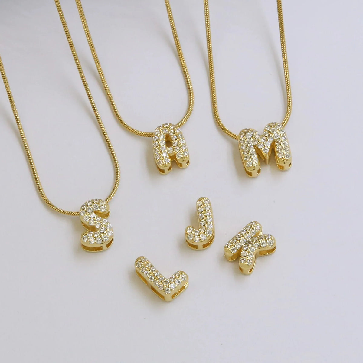 Rhinestone initial pendant necklace